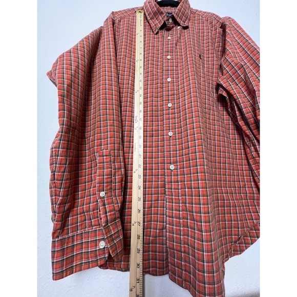 Ralph Lauren XXL Classic Fit Plaid Button Down Shirt‎ Orange Brown Preppy - Picture 8 of 10